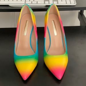 Rainbow pointy toe heels
